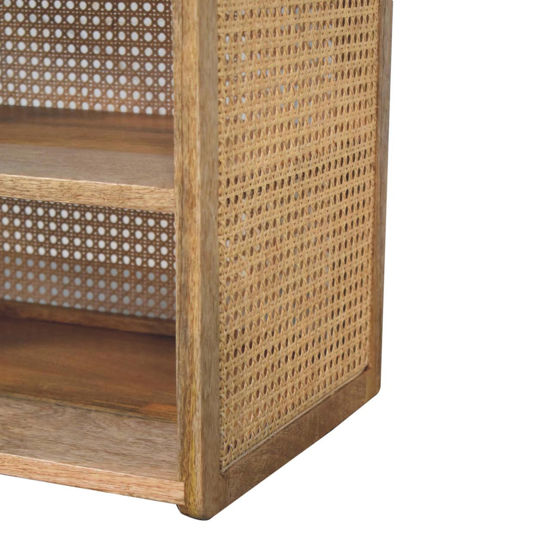 Solid Wood Larissa T-Bar Bedside, 1-Drawer, 2 Open-Slots, Light Brown