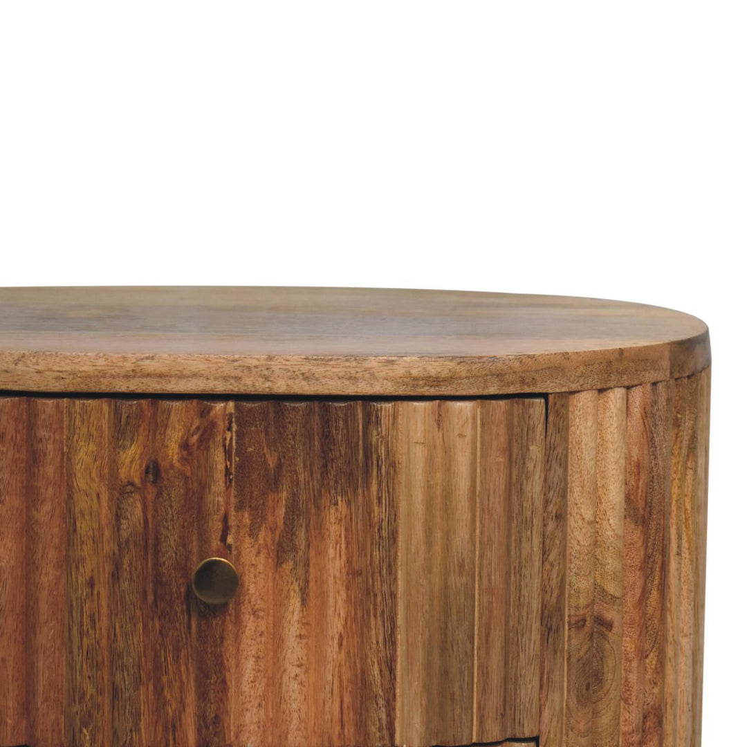 Solid Wood Soba Ball 3-Drawer Bedside, Oak