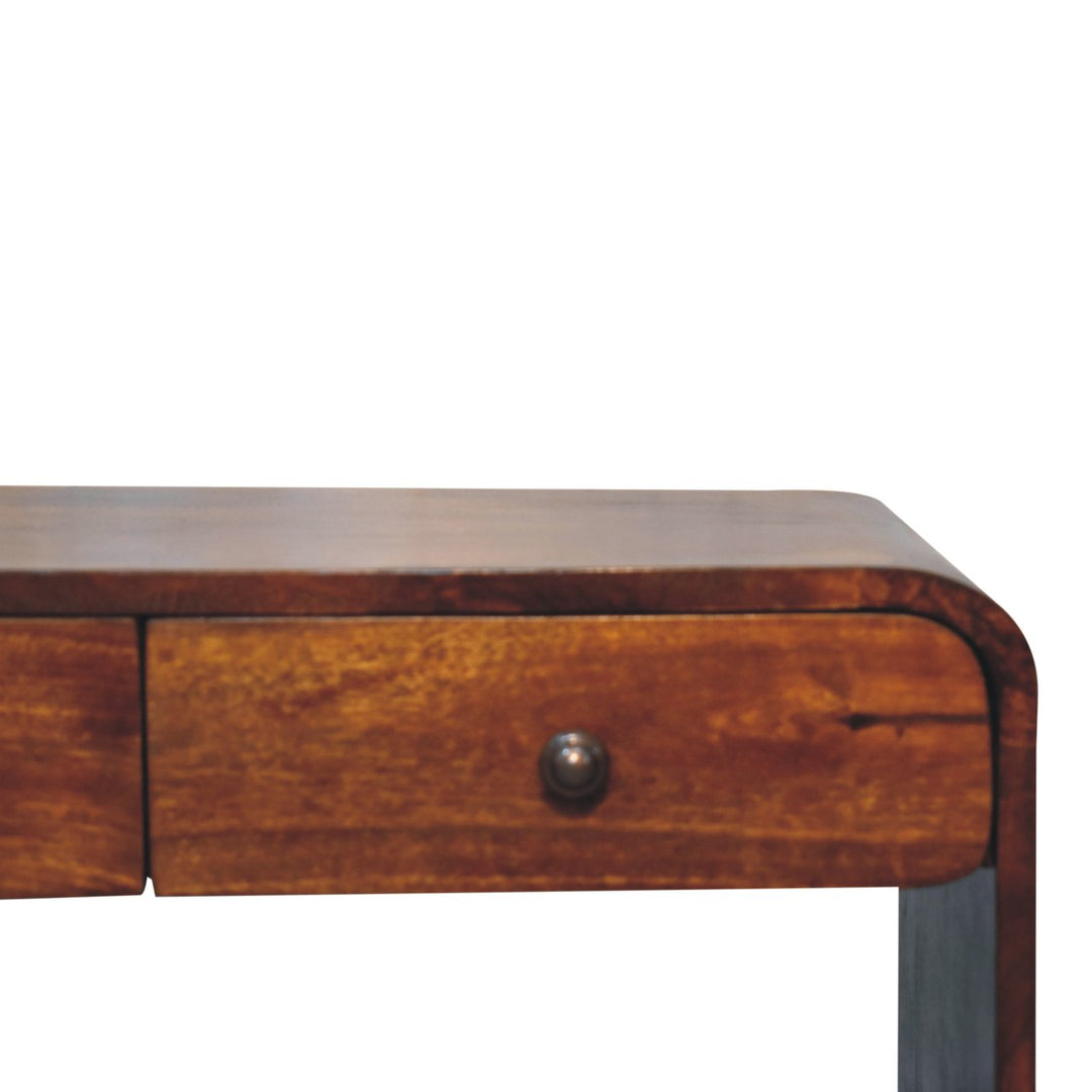 Solid Wood Aspen Slim Media Unit, 3-Drawers, Open Slot, Brown