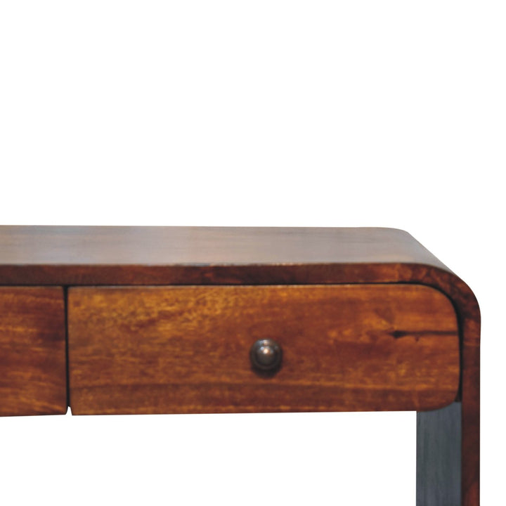 Solid Wood Aspen Slim Media Unit, 3-Drawers, Open Slot, Brown