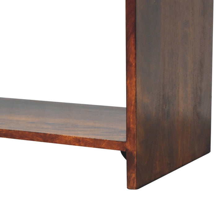 Solid Wood Aspen Slim Media Unit, 3-Drawers, Open Slot, Brown