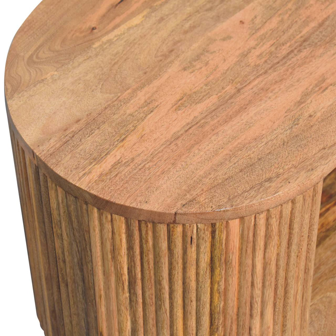 Solid Wood Soba Ball Coffee Table, Open Storage, Light Brown
