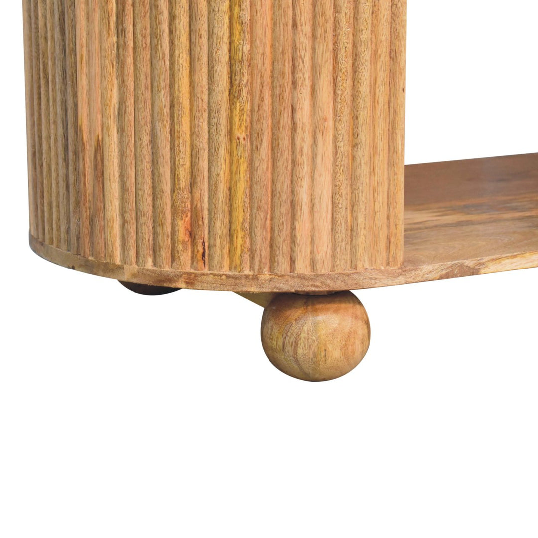 Solid Wood Soba Ball Coffee Table, Open Storage, Light Brown