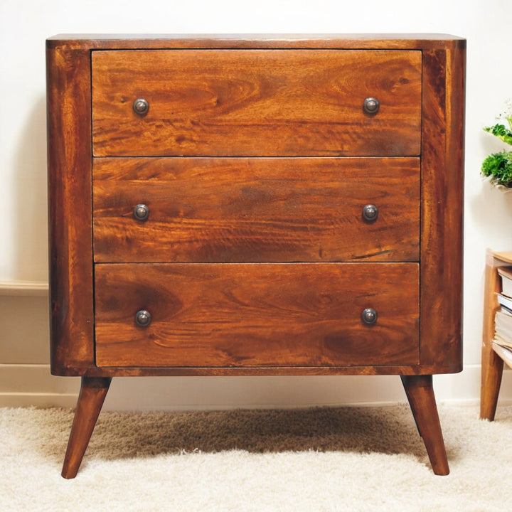 Solid Wood Bera Chest, 3 Drawers, Brown
