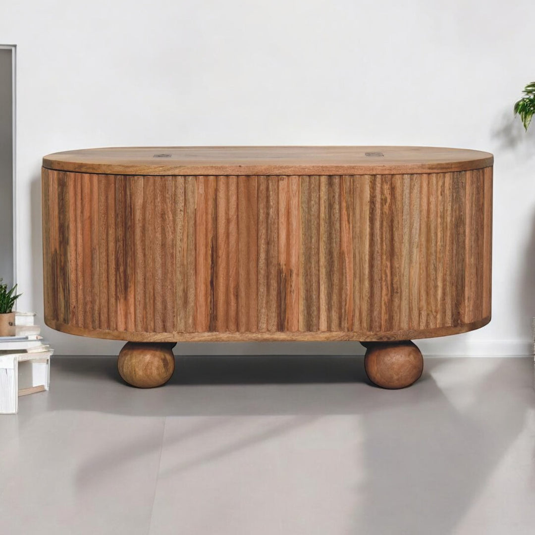 Solid Wood Soba Ball Lid-Up Coffee Table, Light Brown