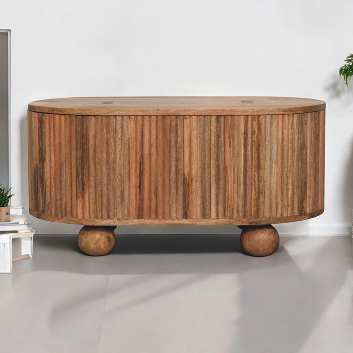 Solid Wood Soba Ball Lid-Up Coffee Table, Light Brown