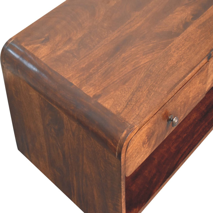 Solid Wood Aspen Slim Coffee Table, 4 Drawers, 1 Open Slot, Brown