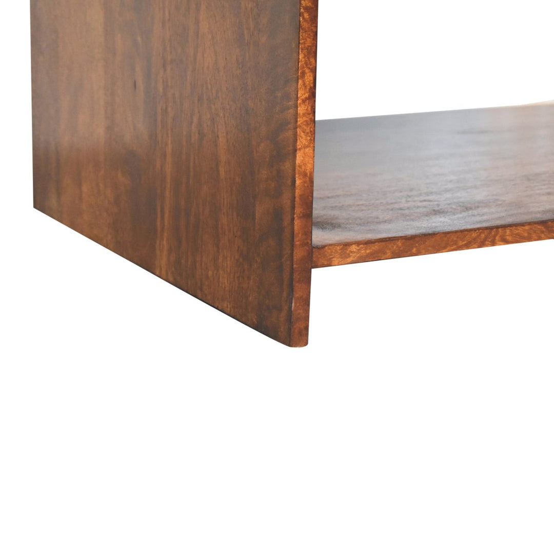 Solid Wood Aspen Slim Coffee Table, 4 Drawers, 1 Open Slot, Brown