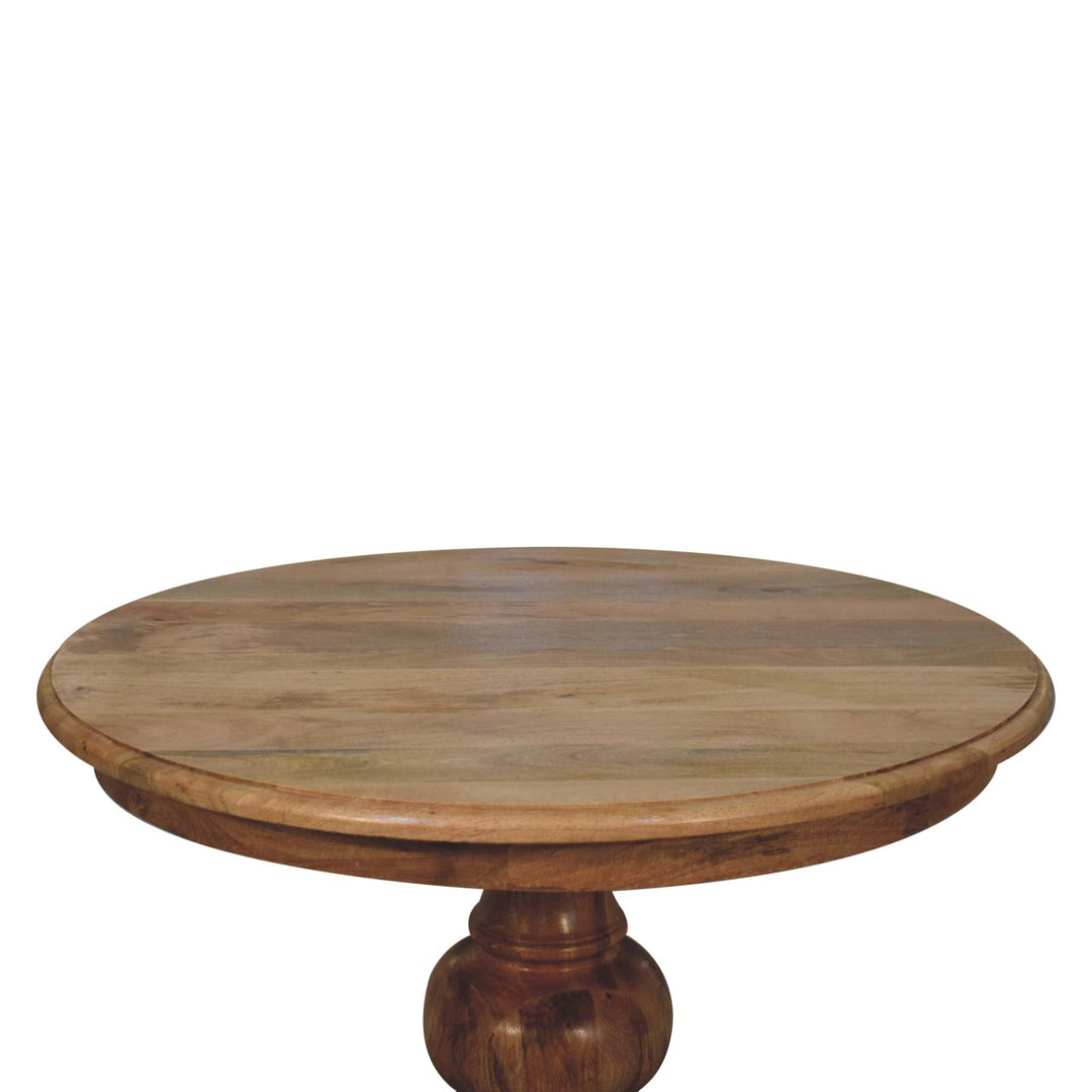 Solid Wood Round Turned Dining Table, Light Brown