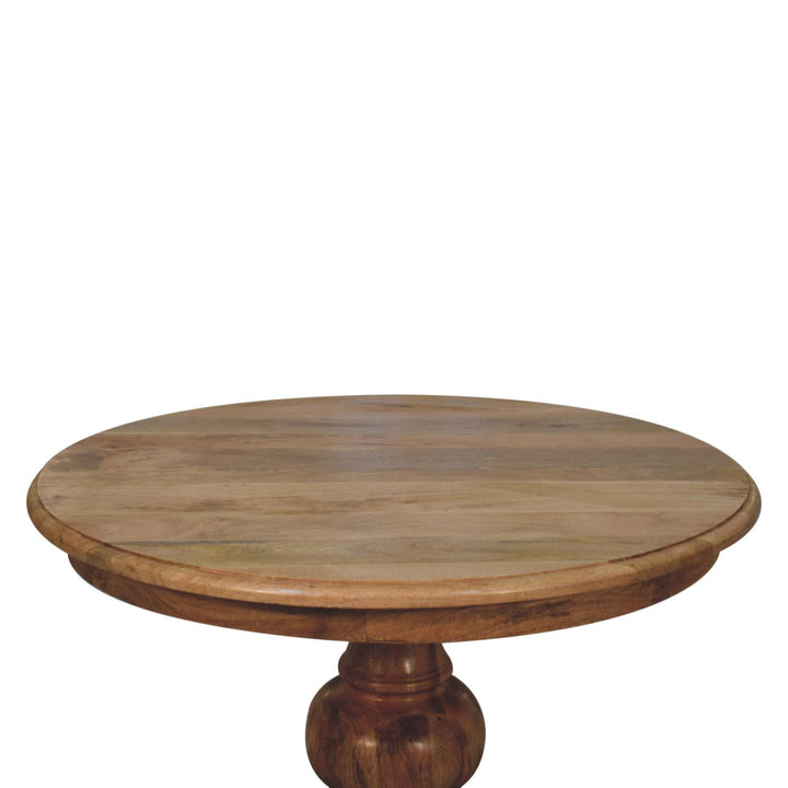 Solid Wood Round Turned Dining Table, Light Brown