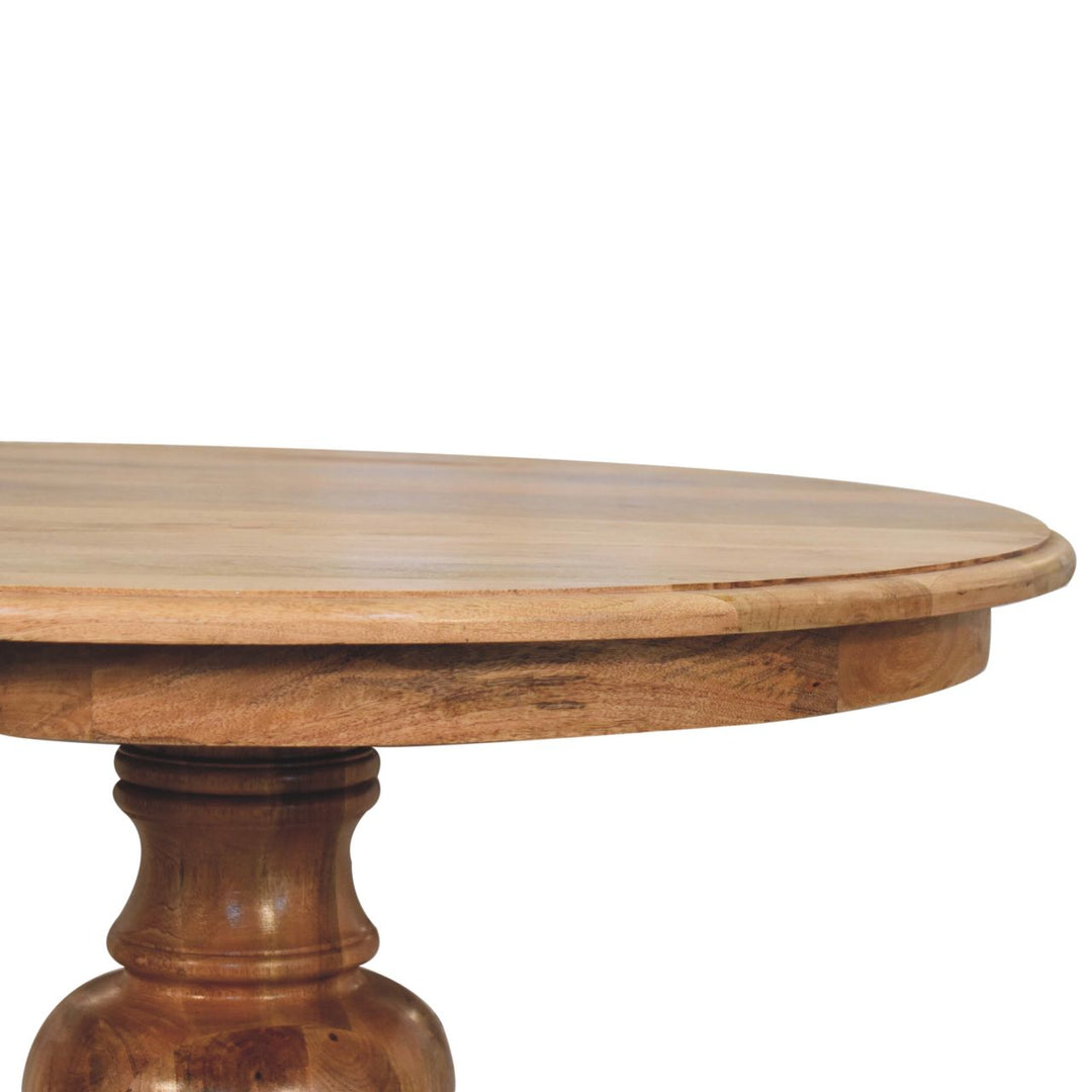 Solid Wood Round Turned Dining Table, Light Brown