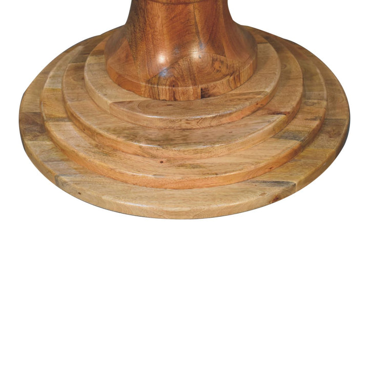 Solid Wood Round Turned Dining Table, Light Brown