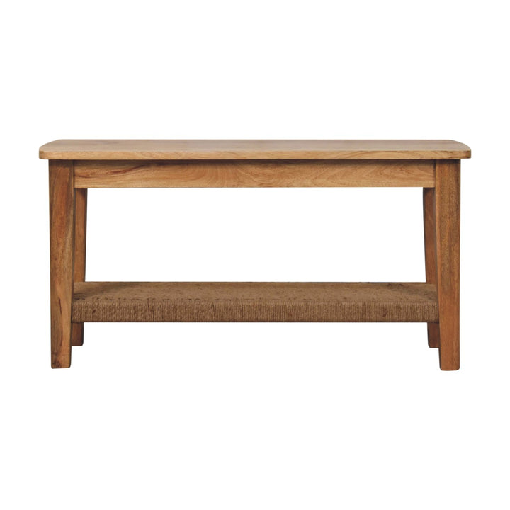 Rope Coffee Table, Open Shelf, Light Brown