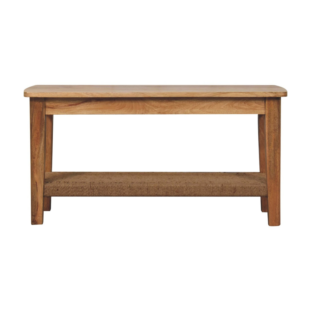 Rope Coffee Table, Open Shelf, Light Brown