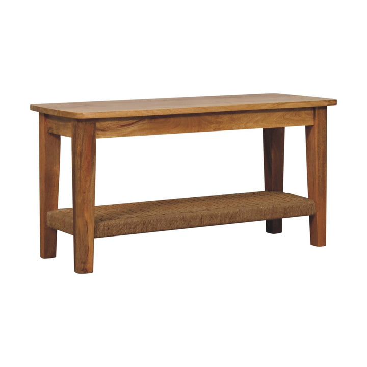 Rope Coffee Table, Open Shelf, Light Brown
