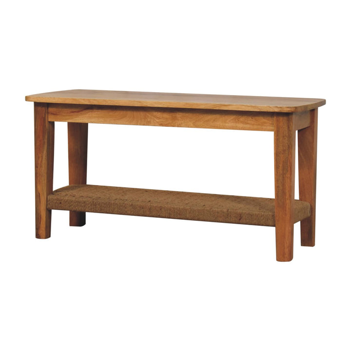 Rope Coffee Table, Open Shelf, Light Brown