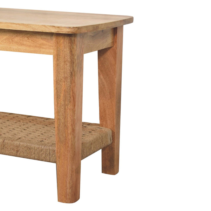 Rope Coffee Table, Open Shelf, Light Brown