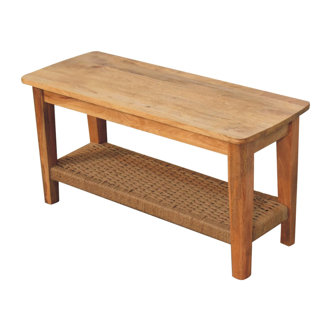 Rope Coffee Table, Open Shelf, Light Brown