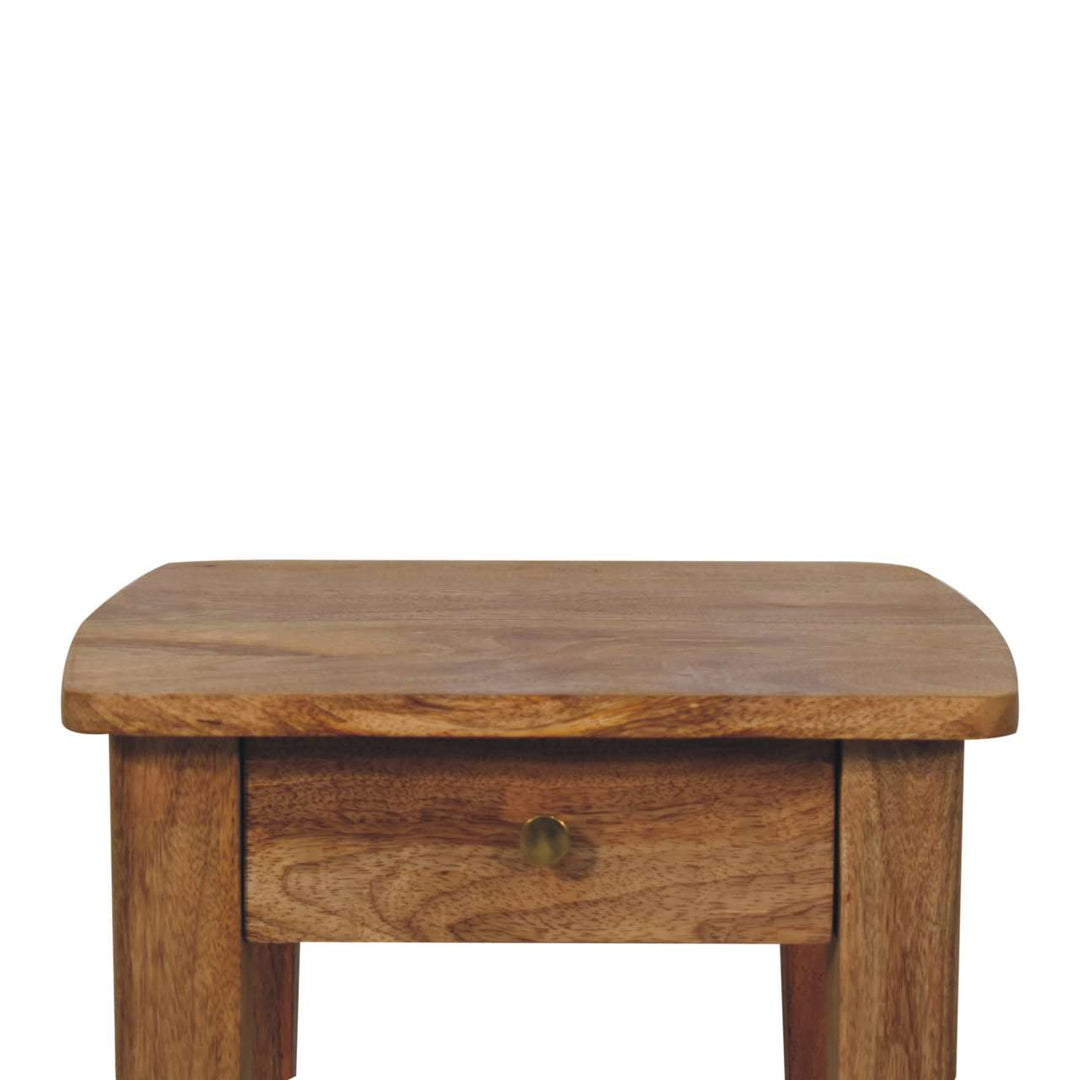 Solid Wood Rope End Table, 1-Drawer, 1 Open-Slot, Light Brown