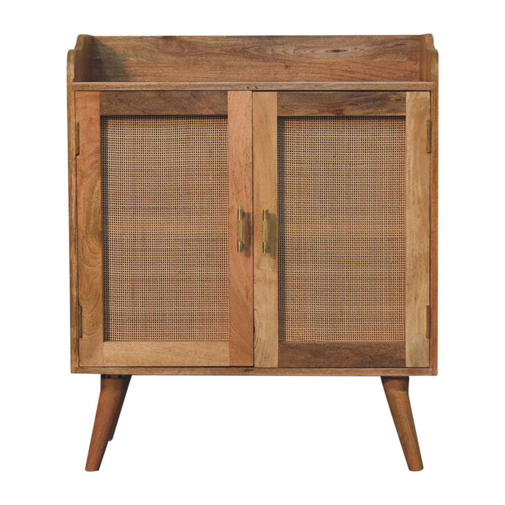 Solid Wood Larissa T-Bar Raised Cabinet, 2 Shelves, Light Brown