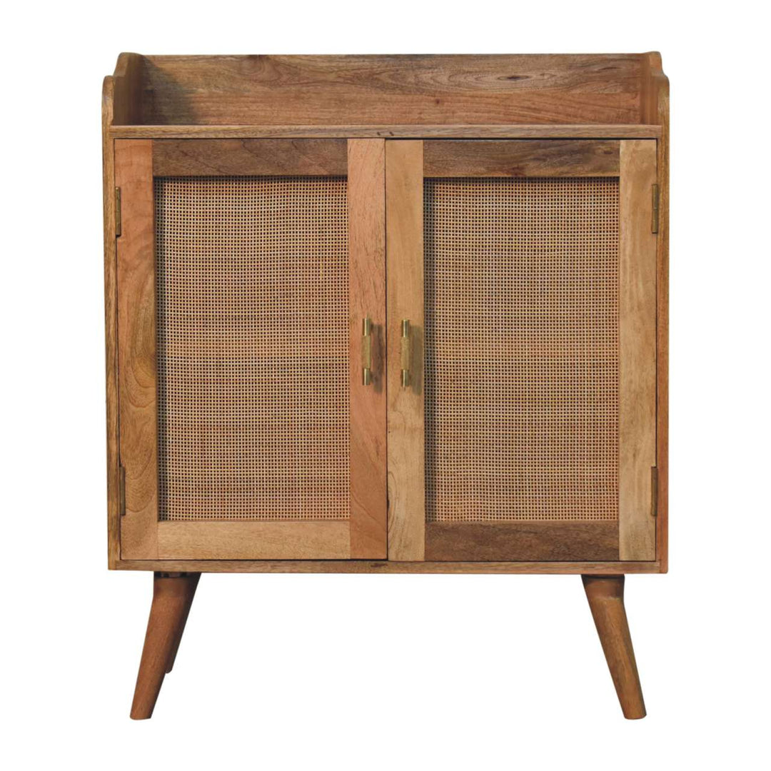 Solid Wood Larissa T-Bar Raised Cabinet, 2 Shelves, Light Brown