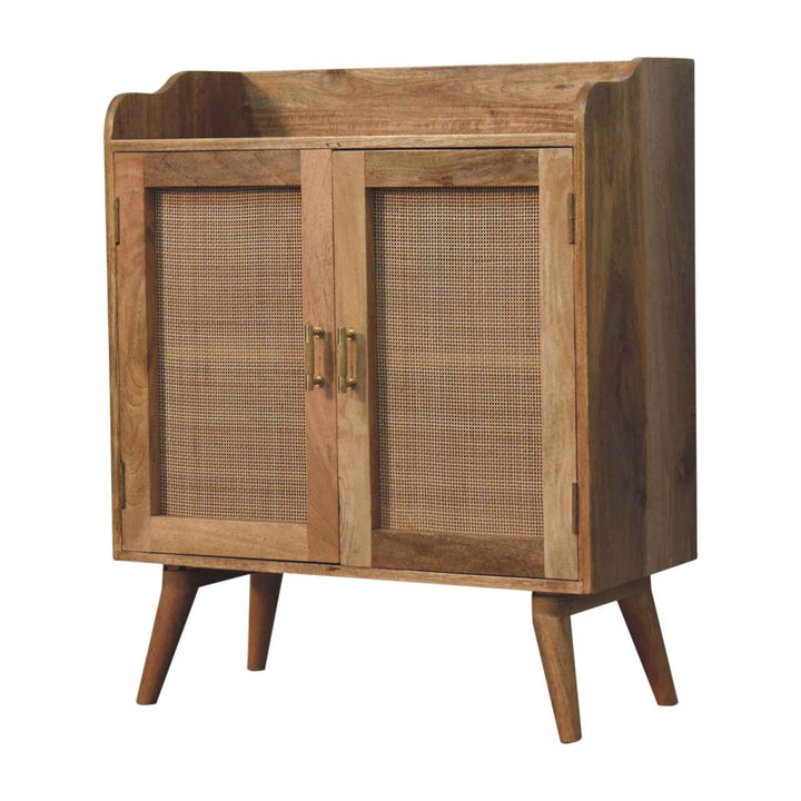 Solid Wood Larissa T-Bar Raised Cabinet, 2 Shelves, Light Brown