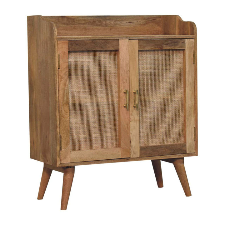 Solid Wood Larissa T-Bar Raised Cabinet, 2 Shelves, Light Brown
