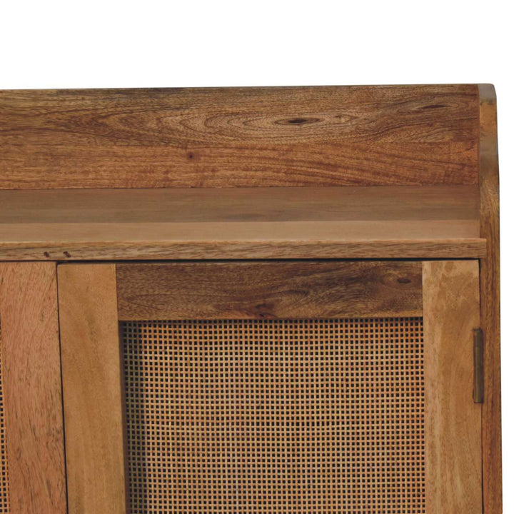 Solid Wood Larissa T-Bar Raised Cabinet, 2 Shelves, Light Brown