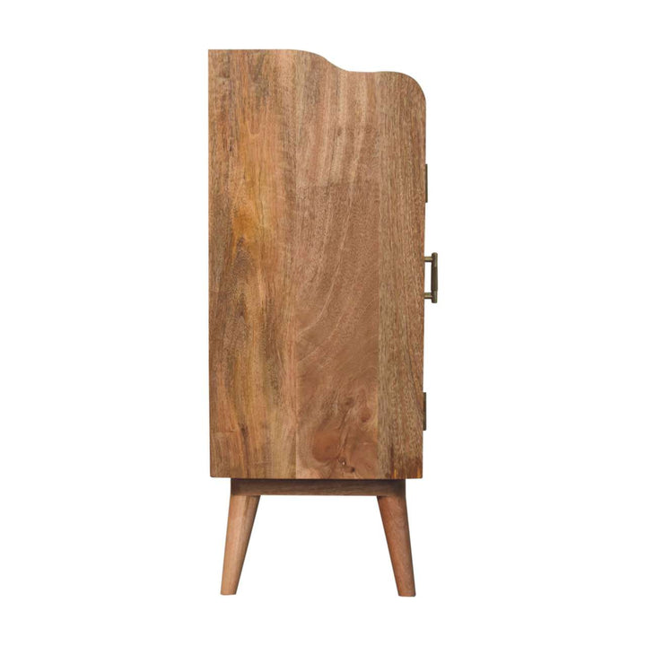 Solid Wood Larissa T-Bar Raised Cabinet, 2 Shelves, Light Brown