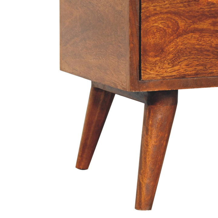Solid Wood Chestnut Dome Bedside, 1-Drawer, 1 Open-Slot, Brown