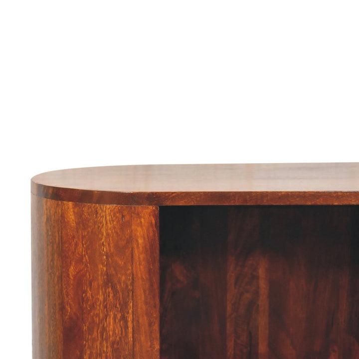 Solid Wood T-Bar Cortez Cabinet, 1-Drawer, 1 Open Slot, Brown