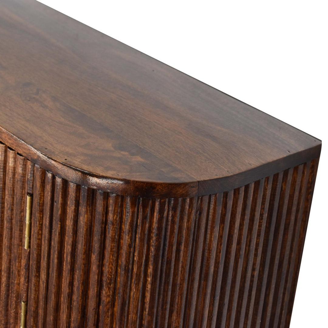 Solid Wood Chunky Chestnut Floating Bedside includes Shelf with Doors, Dark Brown