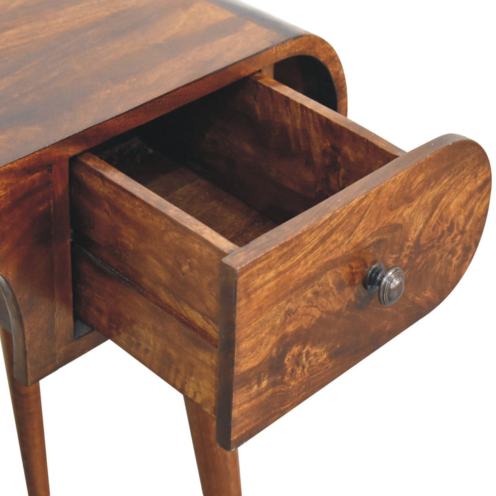 Solid Wood London Arch Writing Desk, 2-Drawers, Chestnut, Brown
