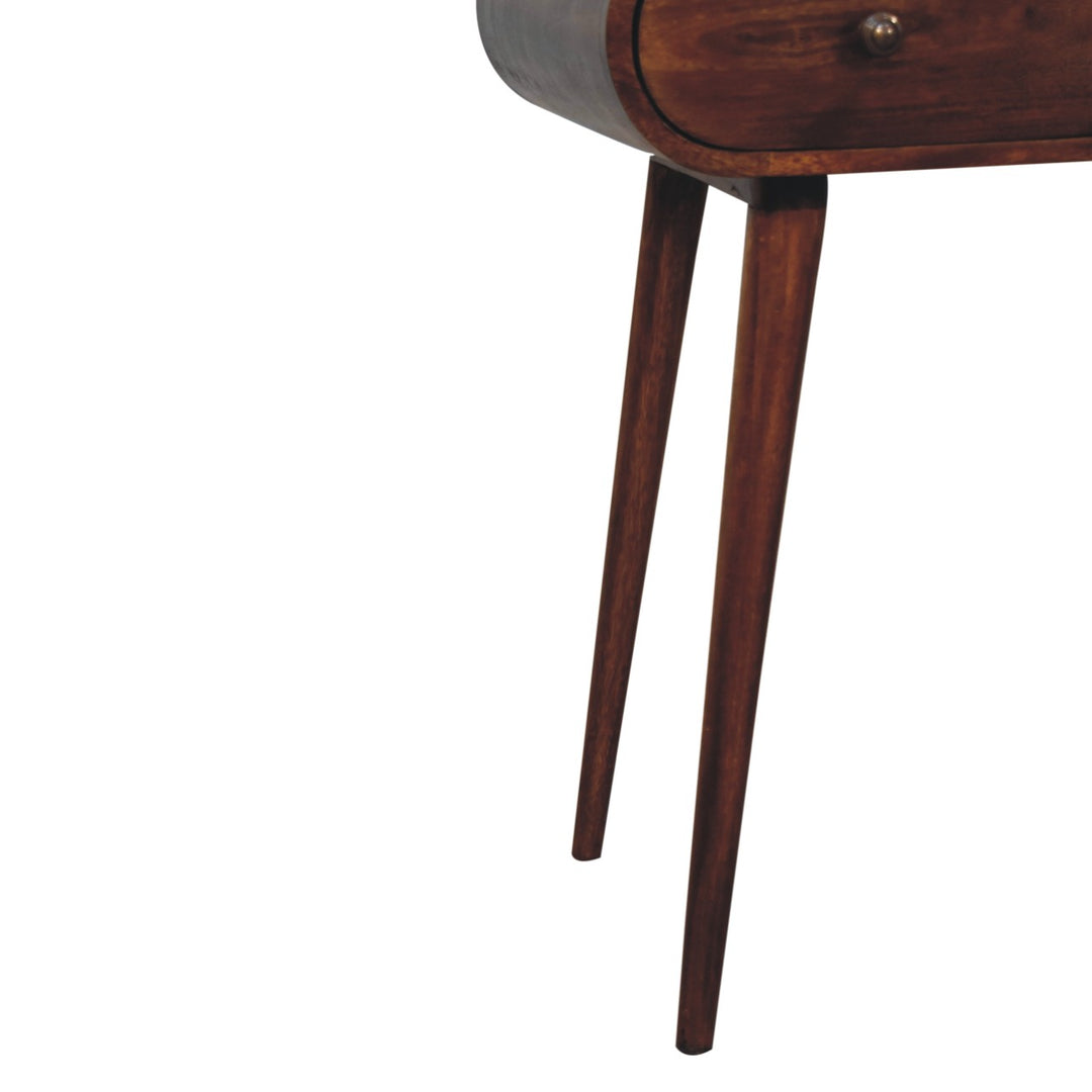 Solid Wood London Arch Writing Desk, 2-Drawers, Chestnut, Brown