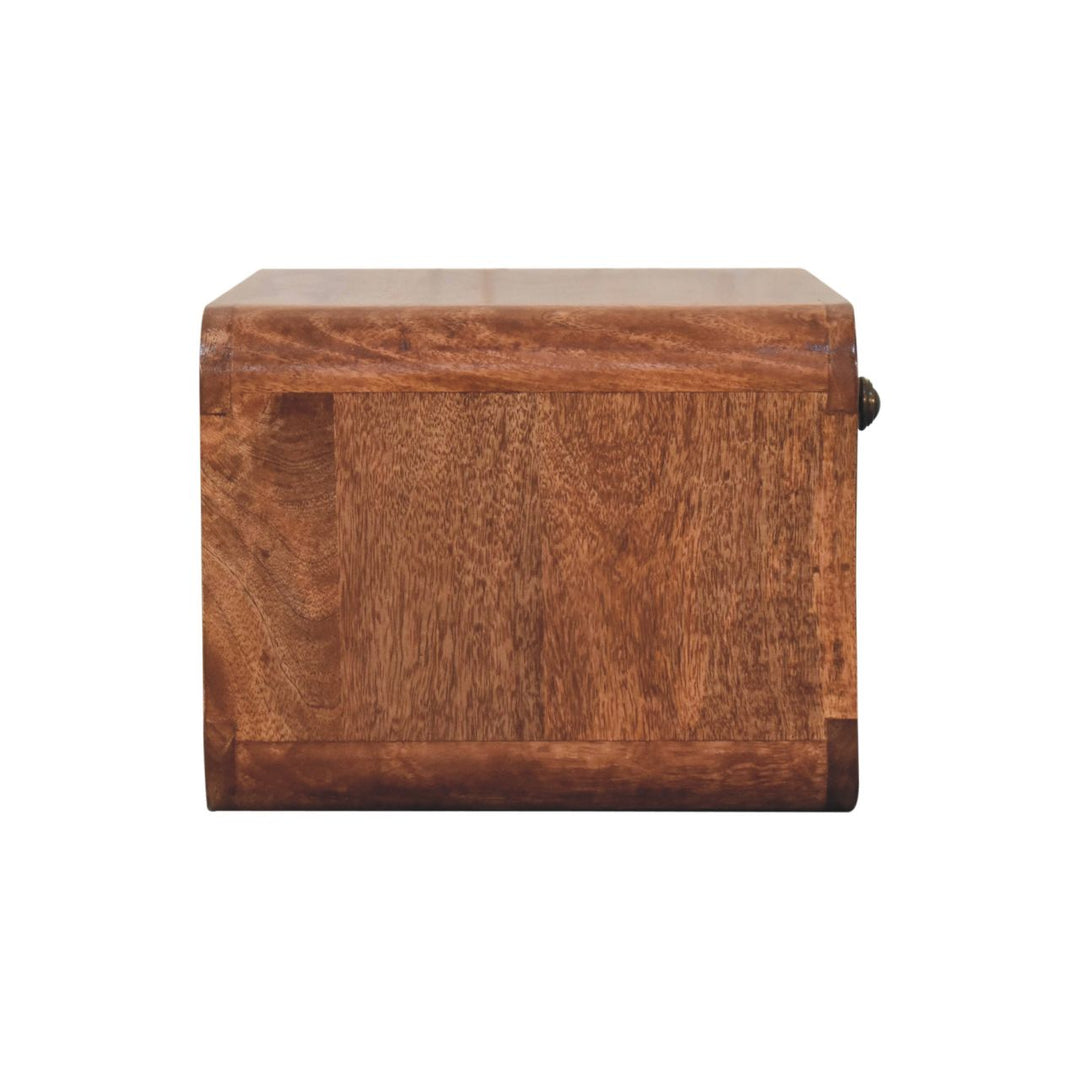 Solid Wood Curved Honey Caramel Wall-Mounted Bedside with Open Slot