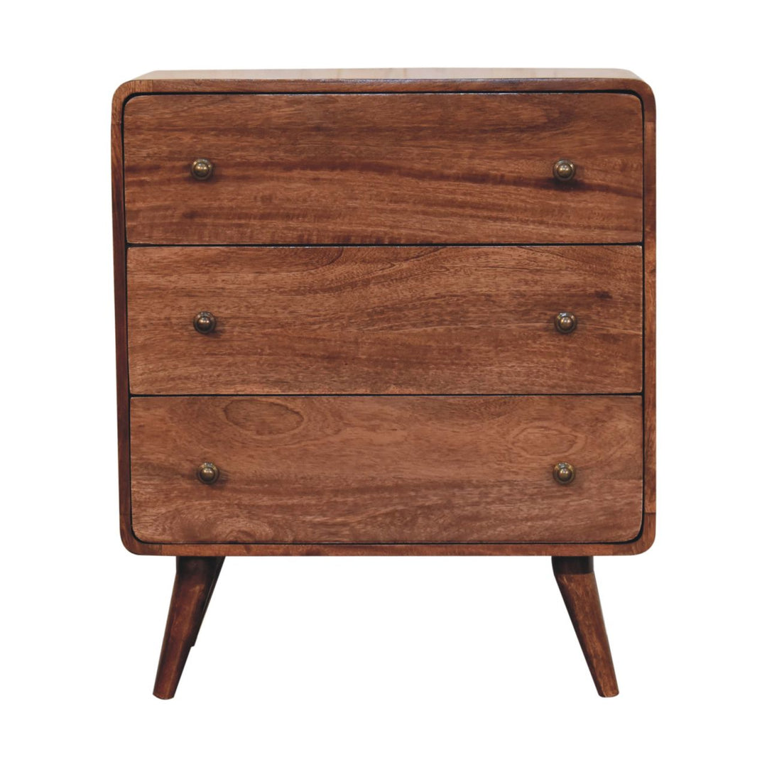 Solid Wood Curved Honey Caramel Chest