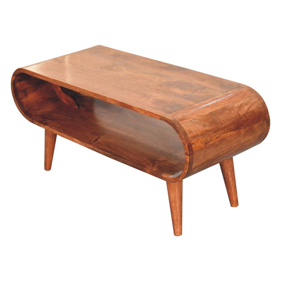 Solid Wood Amaya Nordic Style Honey Caramel Coffee Table, Brown