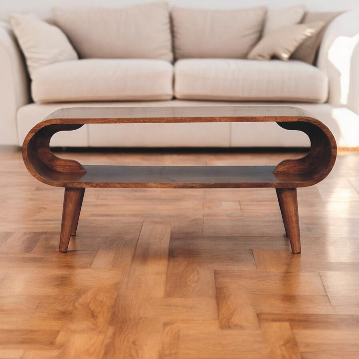 Solid Wood Amaya Nordic Style Honey Caramel Coffee Table, Brown