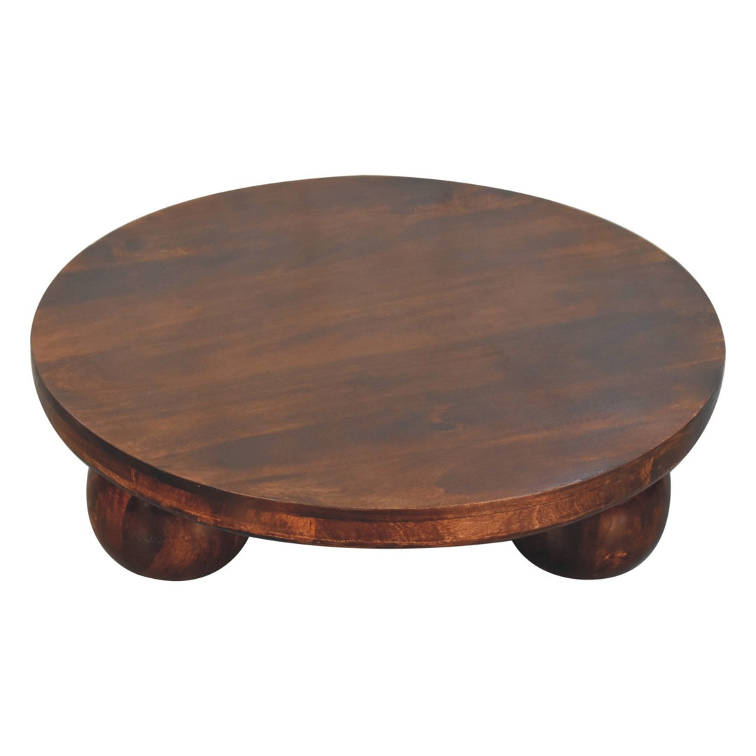 Solid Wood California Walnut Central Table with Ball Feet, Brown