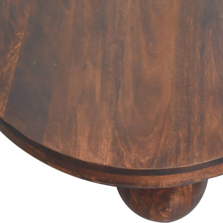 Solid Wood California Walnut Central Table with Ball Feet, Brown
