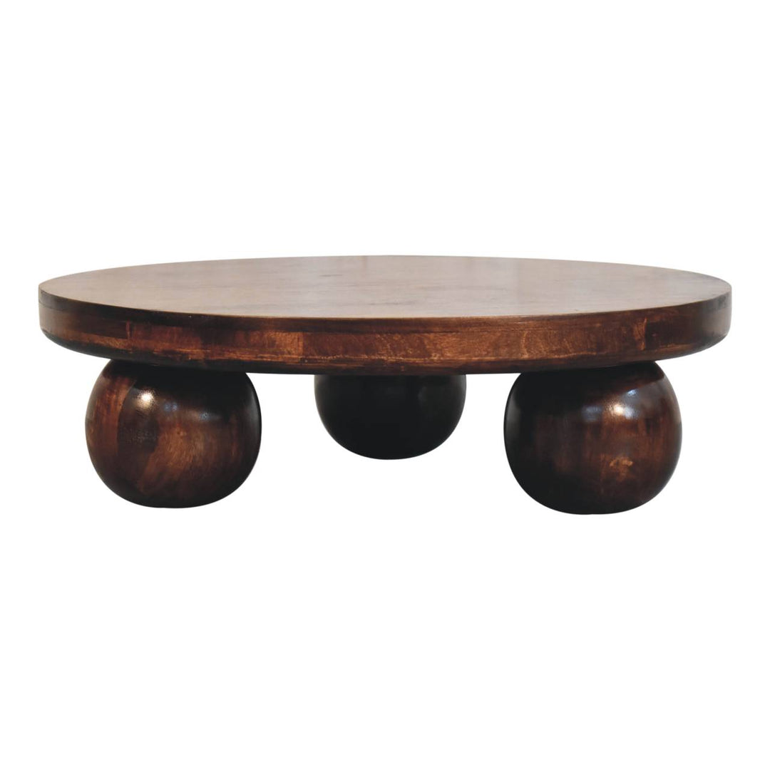 Solid Wood California Walnut Central Table with Ball Feet, Brown