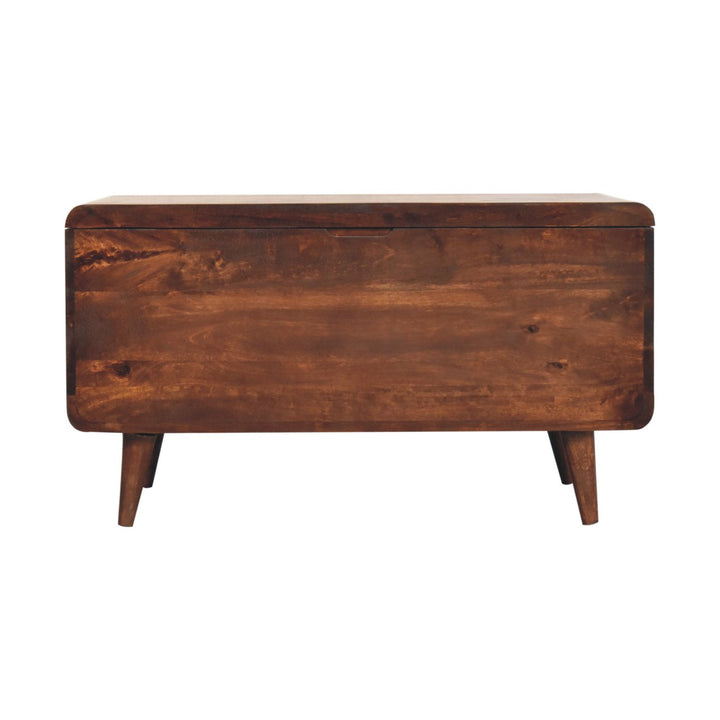 Solid Wood Curved California Walnut Blanket Box, Nordic Legs, Brown