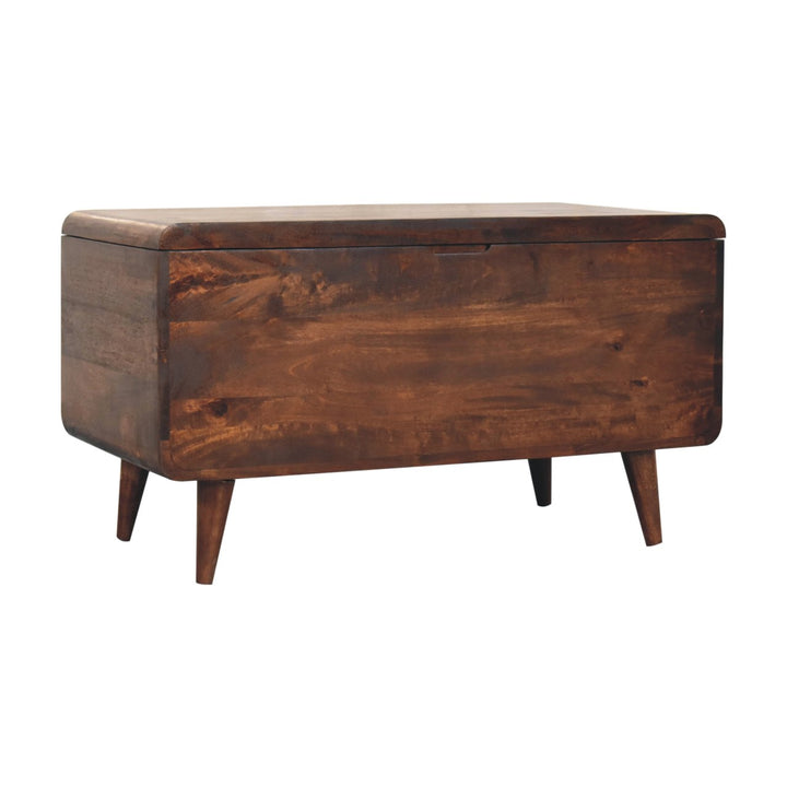 Solid Wood Curved California Walnut Blanket Box, Nordic Legs, Brown