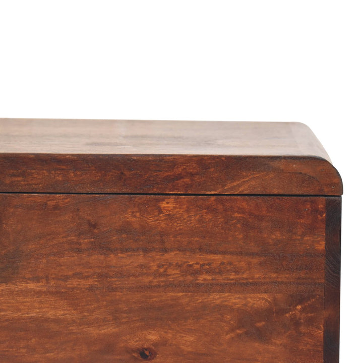 Solid Wood Curved California Walnut Blanket Box, Nordic Legs, Brown
