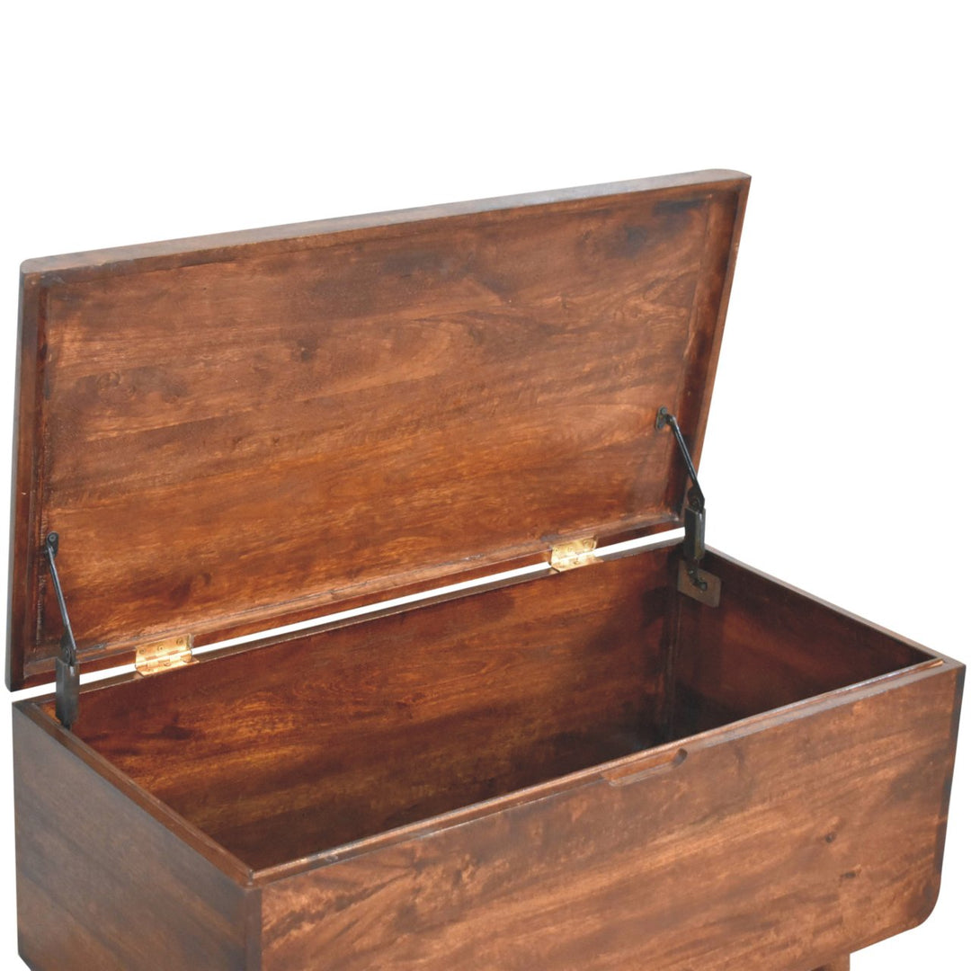 Solid Wood Curved California Walnut Blanket Box, Nordic Legs, Brown