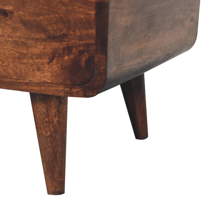 Solid Wood Curved California Walnut Blanket Box, Nordic Legs, Brown