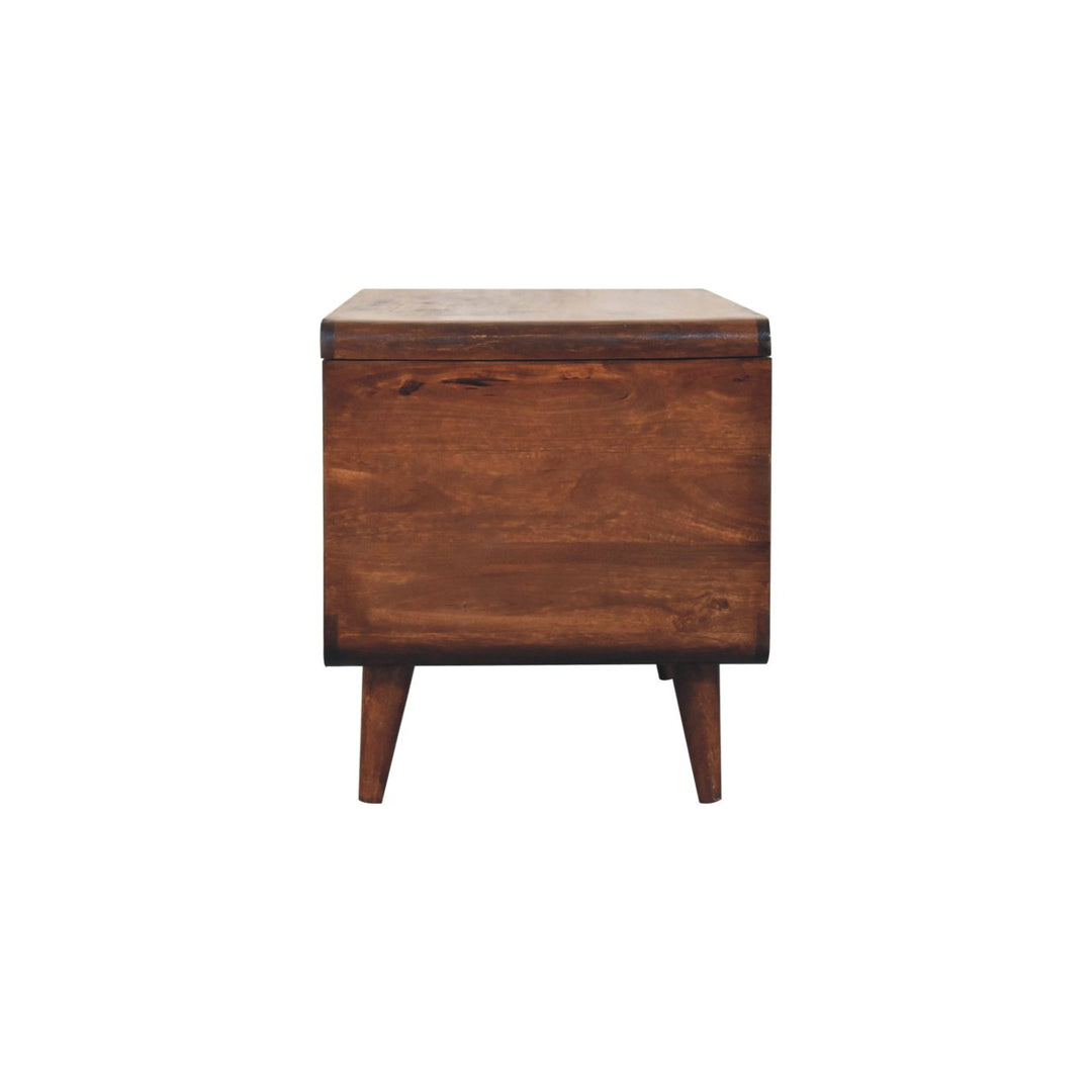 Solid Wood Curved California Walnut Blanket Box, Nordic Legs, Brown