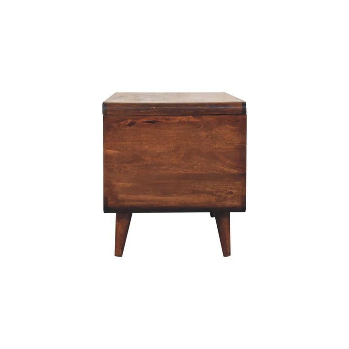 Solid Wood Curved California Walnut Blanket Box, Nordic Legs, Brown