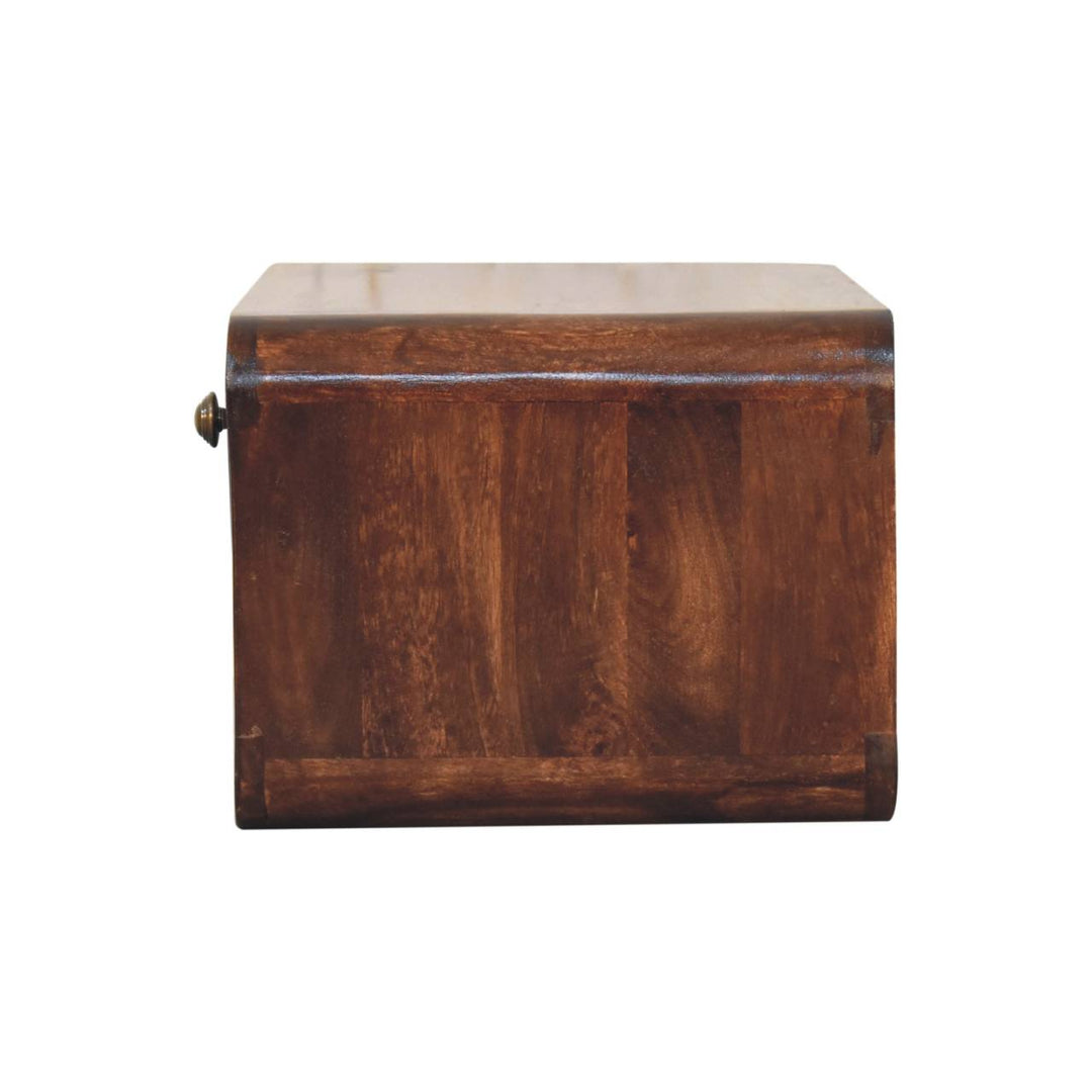 Solid Wood Curved California Walnut Wall-Mounted Bedside, Open Slot, 1-Drawer