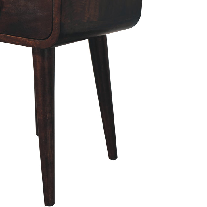 Solid Wood Mini California Walnut Curved Bedside with Open Slot